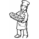 Dibujo para colorear Dibujo De Mujer Panadera Con Donas Para Pintar Y Colorear