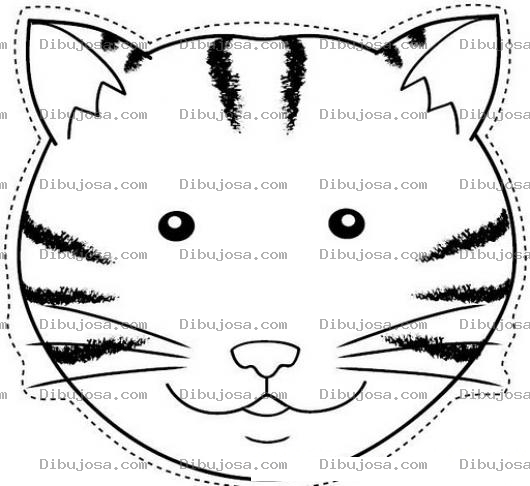 Dibujo para colorear Cabeza De Gato Para Imprimir Recortar Y Colorear
