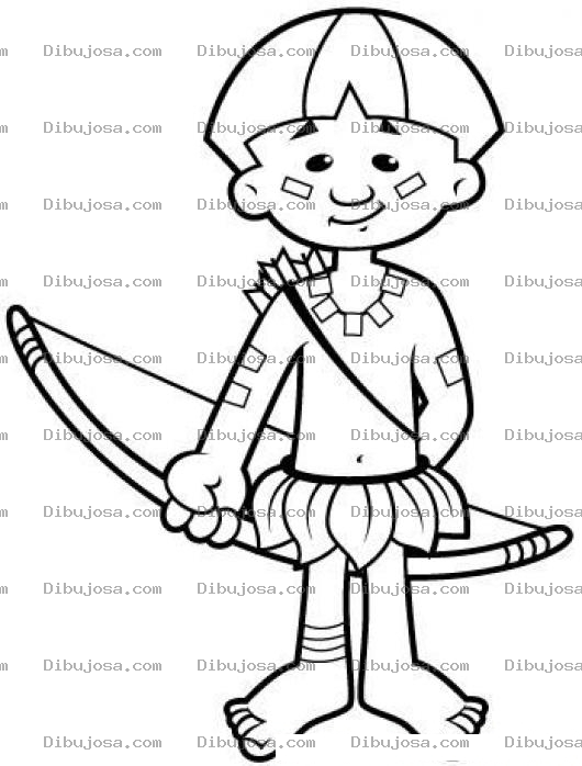 Dibujo para colorear Dibujo De Nino Aborigen Con Arco Y Flechas Para Pintar Y Colorear