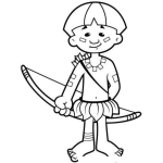 Dibujo para colorear Dibujo De Nino Aborigen Con Arco Y Flechas Para Pintar Y Colorear