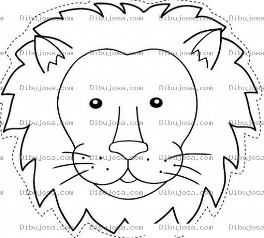 Dibujo para colorear Cabeza De Leon Para Recortar Y Pintar