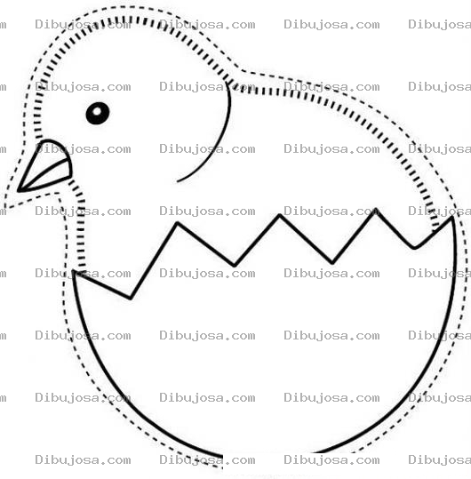 Dibujo para colorear Pollito En Cascaron Para Recortar Y Colorear