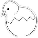 Dibujo para colorear Pollito En Cascaron Para Recortar Y Colorear