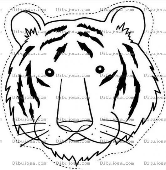 Dibujo para colorear Cara De Tigre Para Recortar Y Colorear
