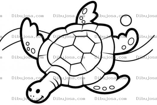 Dibujo para colorear Dibujo De Tortuga Nadando En El Mar Para Pintar Y Colorear