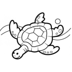 Dibujo para colorear Dibujo De Tortuga Nadando En El Mar Para Pintar Y Colorear