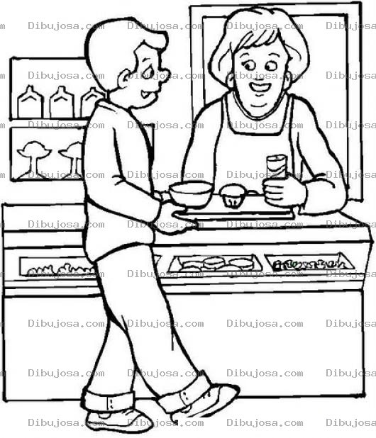 Dibujo para colorear Heladera Para Pintar Y Colorear Mujer Dependiente De Heladeria