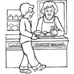 Dibujo para colorear Heladera Para Pintar Y Colorear Mujer Dependiente De Heladeria