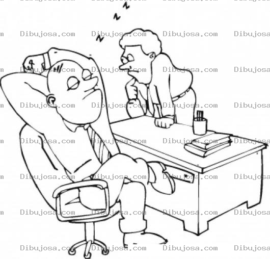 Dibujo para colorear Dibujo De Jefe Adormitado En Su Escritorio Para Pintar Y Colorear