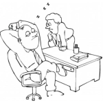 Dibujo para colorear Dibujo De Jefe Adormitado En Su Escritorio Para Pintar Y Colorear