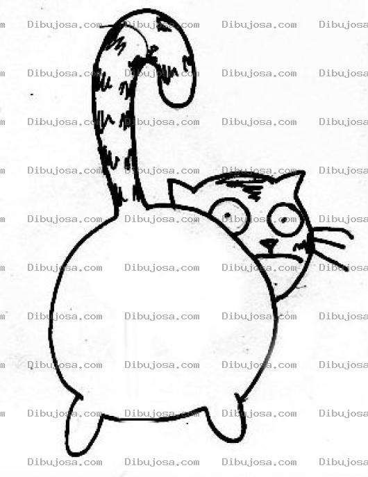 Dibujo para colorear Dibujo De Gato Mostrando El Trasero Para Pintar Y Colorear