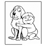 Dibujo para colorear Colorear a un chico con su perro