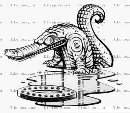 Dibujo para colorear Dibujo De Lagarto Saliendo De Un Tragante A Media Calle Para Pintar Y Colorear