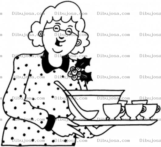 Dibujo para colorear Dibujo De Abuelita Sirviendo El Te Para Pintar Y Colorear