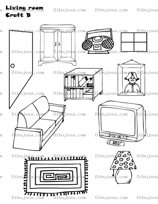 Dibujo para colorear Dibujo De Los Muebles De Una Sala Para Pintar Y Colorear