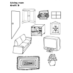 Dibujo para colorear Dibujo De Los Muebles De Una Sala Para Pintar Y Colorear