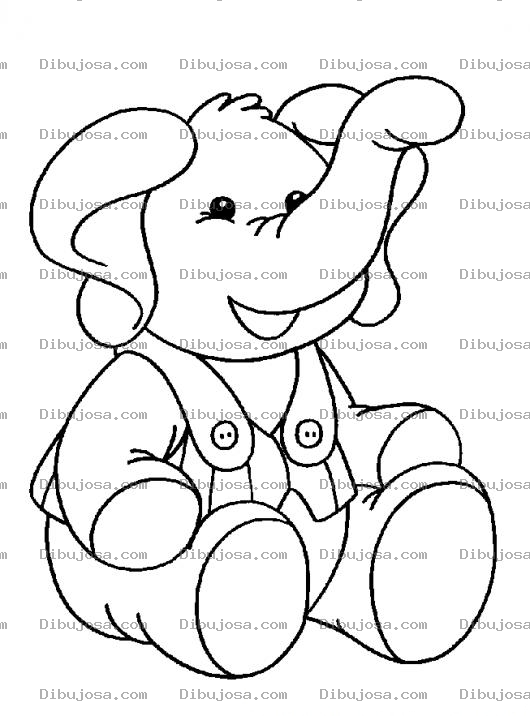 Dibujo para colorear Dibujo De Bebe Elefante Con Oberol Para Pintar Y Colorear