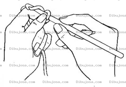 Dibujo para colorear Dibujo De Manos Tejiendo Con Quilting Para Pintar Y Colorear Aguja De Cuilting