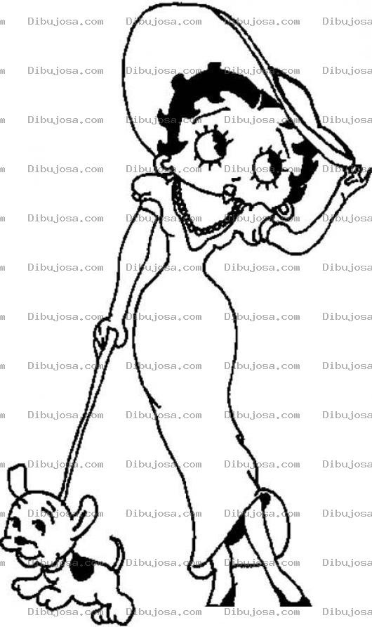 Dibujo para colorear Betty Boop Paseando A Un Perrito Para Pintar Y Colorear A Bettyboop Betibup