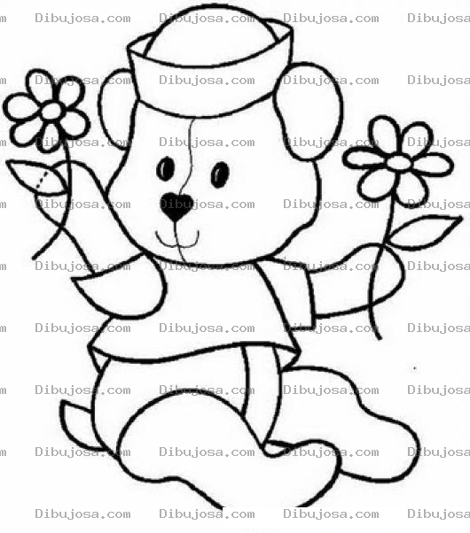 Dibujo para colorear Osito Con Flores Para Pintar Y Colorear