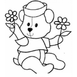 Dibujo para colorear Osito Con Flores Para Pintar Y Colorear