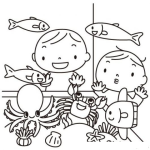 Dibujo para colorear Dibujo De Ninos Viendo Una Pecera Para Pintar Y Colorear Pecera Gigante