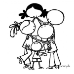 Dibujo para colorear 5 Hermanitos Abrazados Para Pintar Y Colorear
