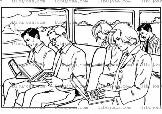 Dibujo para colorear Dibujo De Universitarios Con Laptops Para Pintar Y Colorear