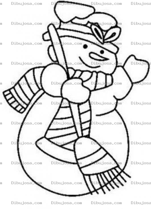 Dibujo para colorear Dibujo De Frosty The Snowman Con Bufanda Y Escoba Para Pintar Y Colorear