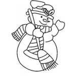Dibujo para colorear Dibujo De Frosty The Snowman Con Bufanda Y Escoba Para Pintar Y Colorear