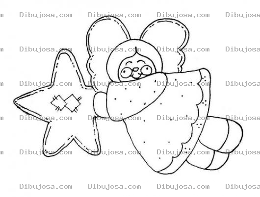 Dibujo para colorear Dibujo De Angelita Con Estrella Para Pintar Y Colorear
