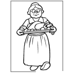 Dibujo para colorear Dibujo De Abuelita Con Un Pavo Asado De Thanks Giving Para Pintar Y Colorear