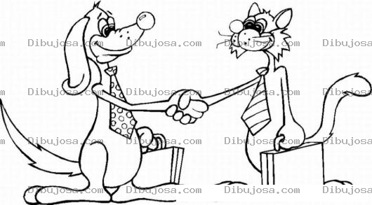Dibujo para colorear Colorear Perro negociando con gato