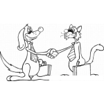 Dibujo para colorear Colorear Perro negociando con gato