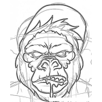 Dibujo para colorear Gorila Con Cachucha Para Pintar Y Colorear