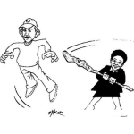 Dibujo para colorear Dibujo De Hombre Bateado Golpeado Con Un Palo Para Pintar Y Colorear