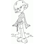 Dibujo para colorear Nina Con Vestidito Estampado Y Botas Para Pintar Y Colorear