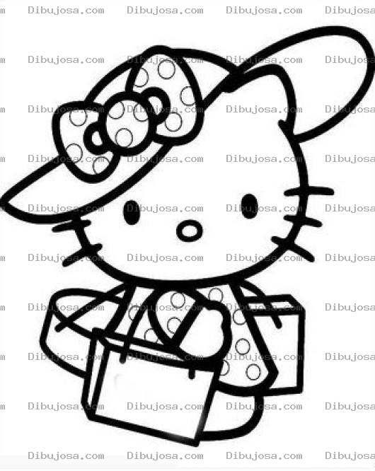 Dibujo para colorear Hello Kitty De Viaje Para Pintar Y Colorear A Hellokitty De Shopping Haciendo Compras En Miami