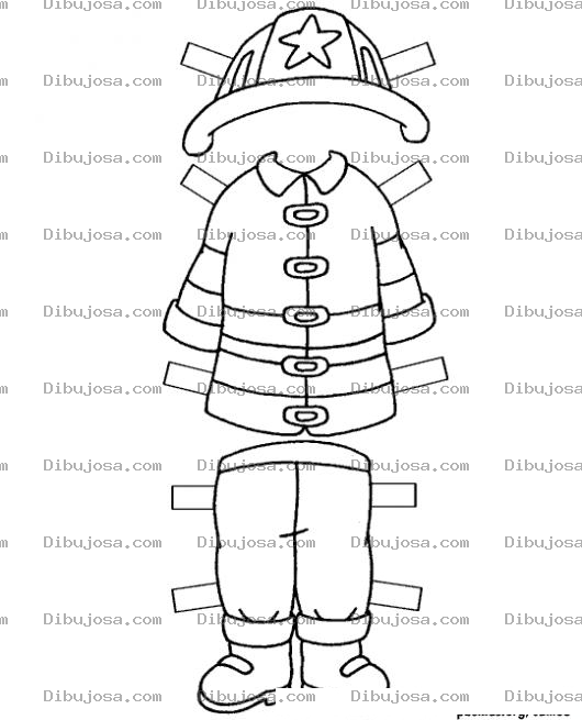Dibujo para colorear Ropita De Bombero Recortable Para Pintar Y Colorear