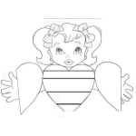 Dibujo para colorear Tarjeta De Una Chica Con Un Corazon Para Imprimir Recortar Y Colorear