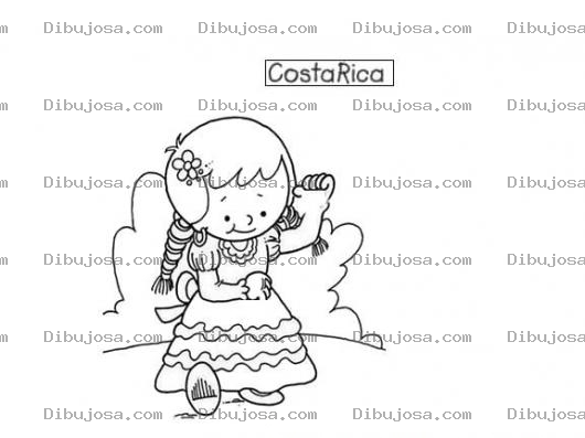 Dibujo para colorear Traje Tipico De Costarica Para Pintar Y Colorear Vestido Folclorico De Costa Rica