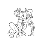 Dibujo para colorear Dibujo De Vaquero Besando A Su Caballo Para Pintar Y Colorear Baquero Cochino