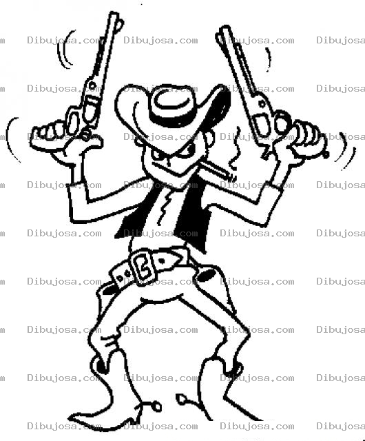 Dibujo para colorear Dibujo De Vaquero Del Oeste Con 2 Revolveres Para Colorear