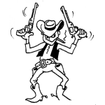 Dibujo para colorear Dibujo De Vaquero Del Oeste Con 2 Revolveres Para Colorear