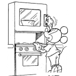 Dibujo para colorear Dibujo De Mickeymouse Calentando Comida En El Microondas Para Pintar Y Colorear