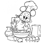 Dibujo para colorear Mickey Mouse Batiendo Huevos Para Pintar Y Colorear