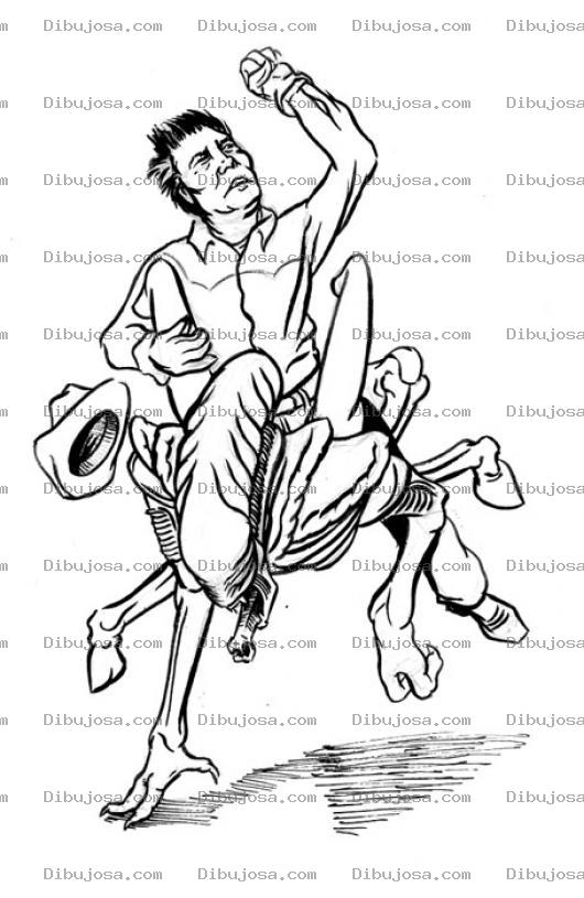 Dibujo para colorear Dibujo De Vaquero Cabalgando Sobre Un Alien Para Colorear