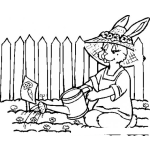Dibujo para colorear Dibujo De Conejita Regando Zanahorias Para Pintar Y Colorear