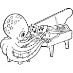 Dibujo para colorear Dibujo De Pulpo Tocando El Piano Para Pintar Y Colorear