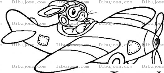 Dibujo para colorear Conejito En Avioneta Para Pintar Y Colorear